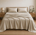Draps 4 pièces beige naturel - vue de face