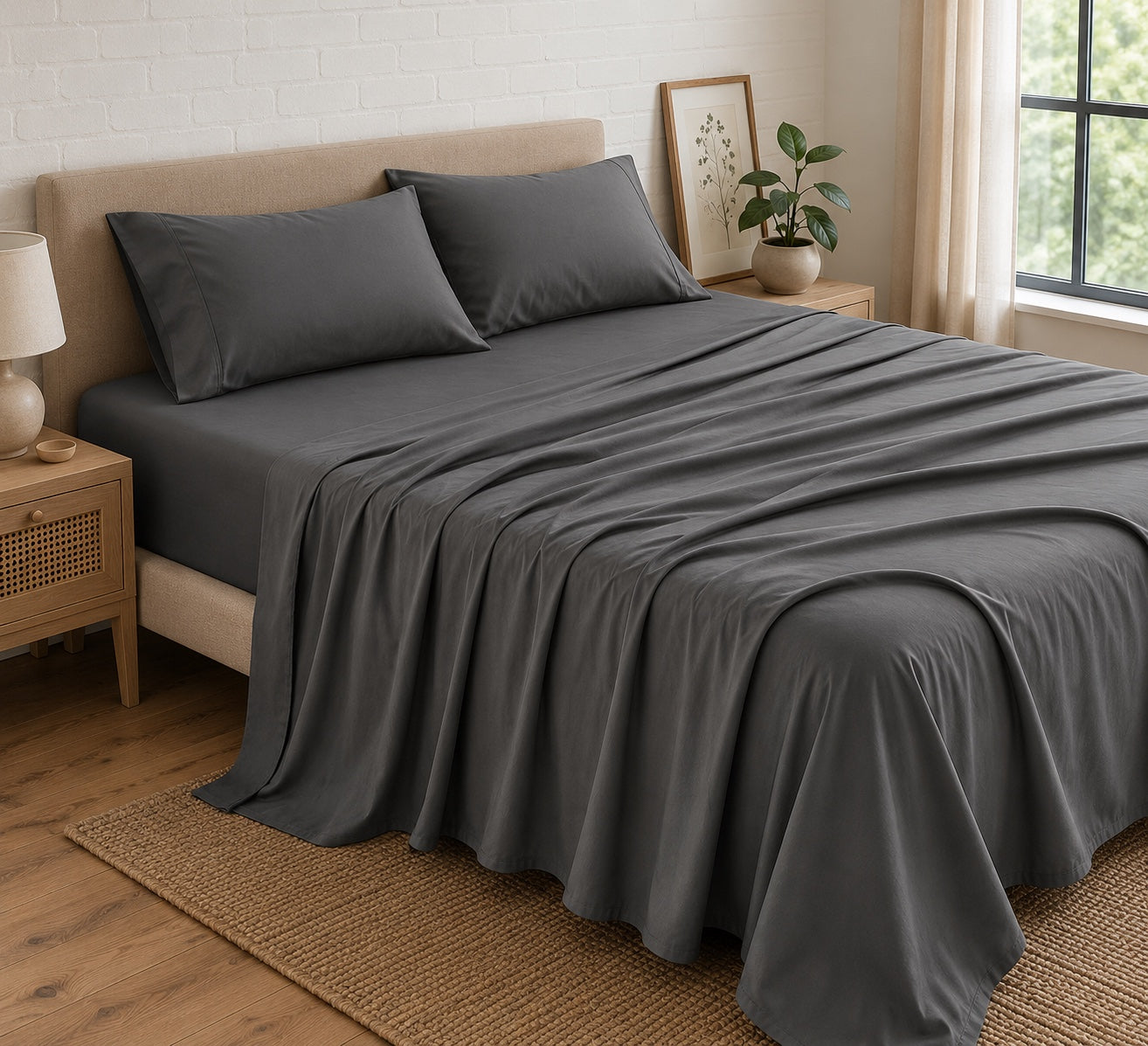 Draps 4 pièces gris anthracite - vue angle