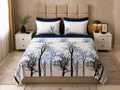 Draps 6 pièces motif arbres bleu et blanc - vue de face