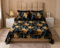 Draps 6 pièces baroque noir or et bleu - vue de face