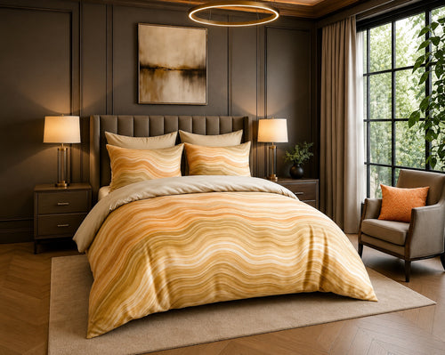 Couvre-lit Mila R121 beige doré - vue angle