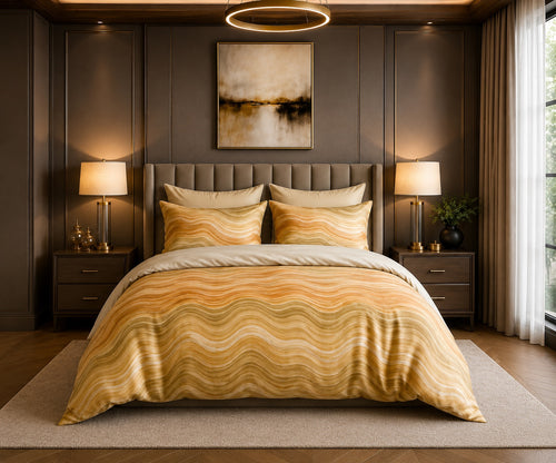 Couvre-lit Mila R121 beige doré - vue de face